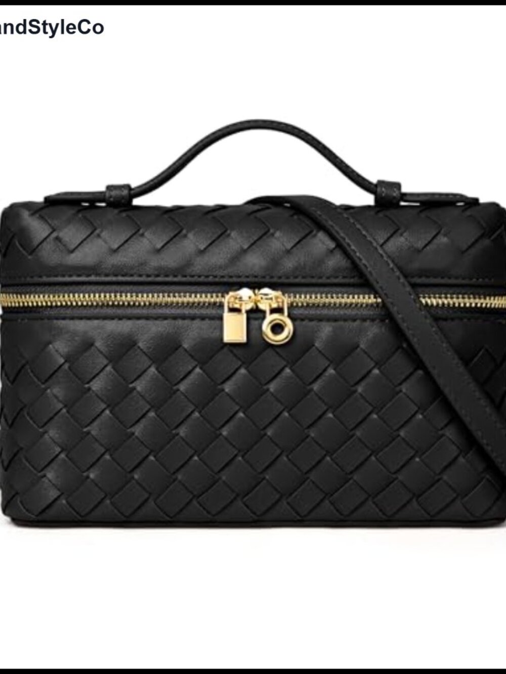 Vegan Leather Woven Crossbody Bag Mini Top Handle Purse Evening Clutch